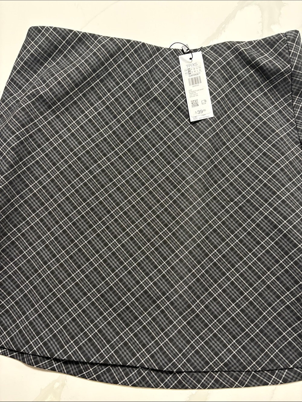Garage Black and White Plaid A-Line Skirt